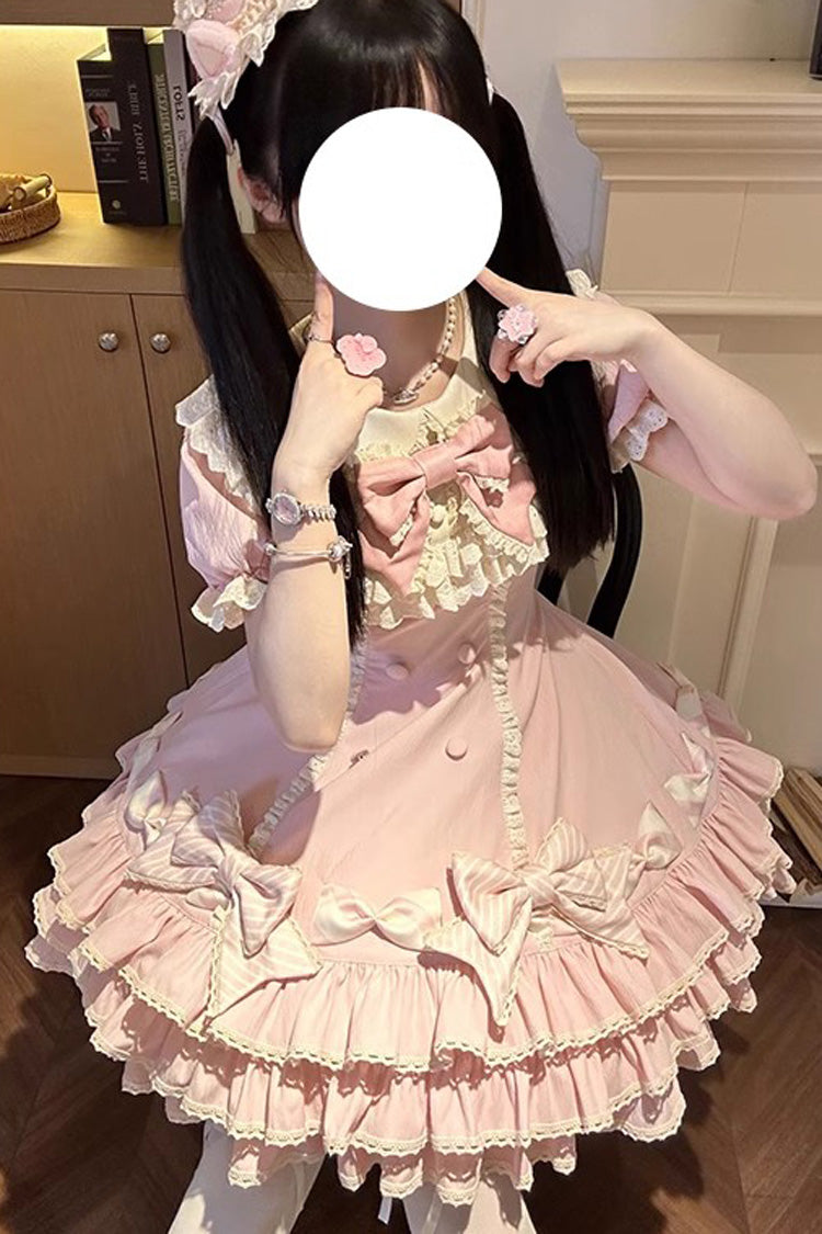 Lolita Dress - Striped Layered, Pink, Striped, Bow Detail, Ruffled - additional product view 12