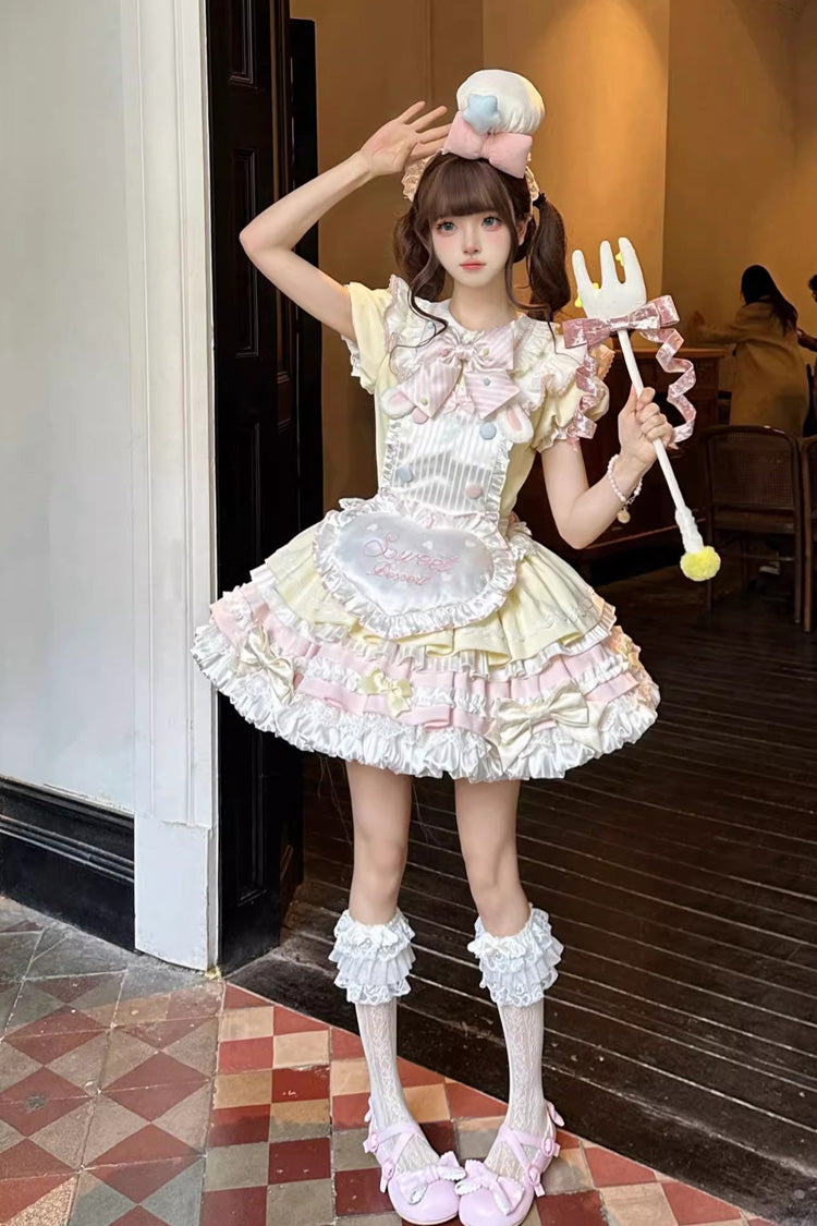 Lolita Dress - Sweet Bunny Chef, 2 Colors, Layered, Sweet Style, Bow Detail - additional product view 2