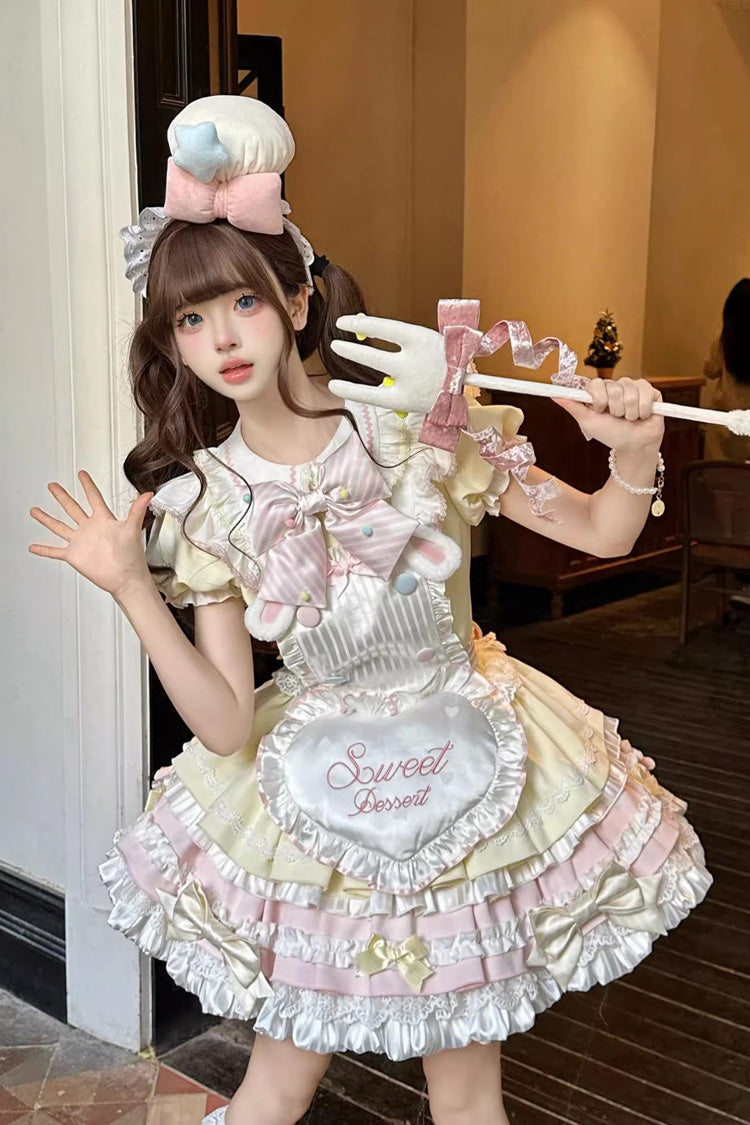 Lolita Dress - Sweet Bunny Chef, 2 Colors, Layered, Sweet Style, Bow Detail - additional product view 3