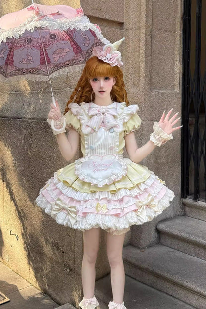 Lolita Dress - Sweet Bunny Chef, 2 Colors, Layered, Sweet Style, Bow Detail - additional product view 4