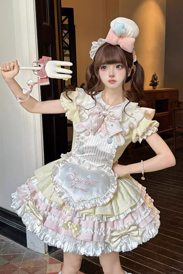 Lolita Dress - Sweet Bunny Chef, 2 Colors, Layered, Sweet Style, Bow Detail - main product image