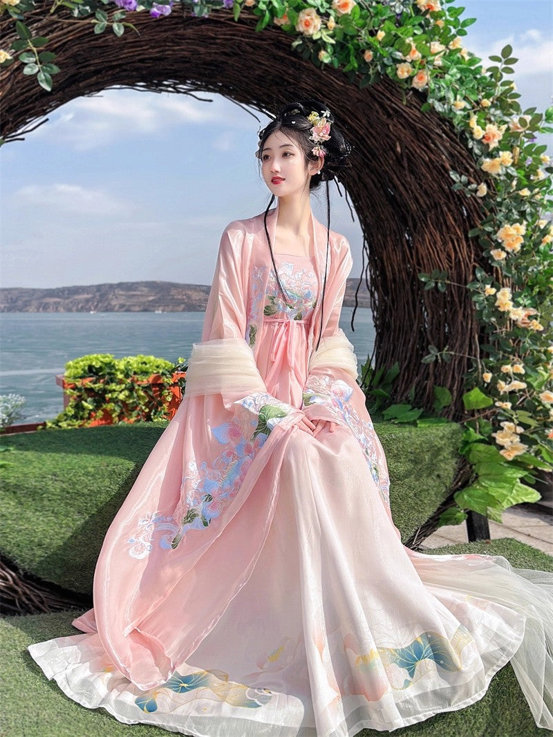 Lolita Dress - Tang Dynasty, Pink, Sweet Style, Chinese-Inspired Style, Printed - additional product view 2