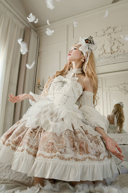 Lolita Dress - The Mystery Of The Doll, White, Short Version, Long Version, Long Length - additional product view 8