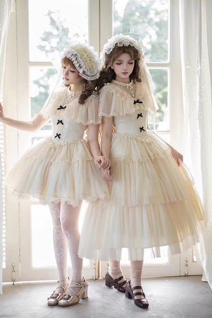 Lolita Dress - The Oath Of White Mist, 2 Colors, Long Length, Short Length, Ruffled - main product image