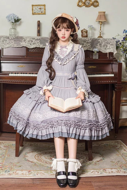 Lolita Dress - Thorn Rose, 2 Colors, Bow Detail, Ruffled, Long Sleeves - additional product view 2