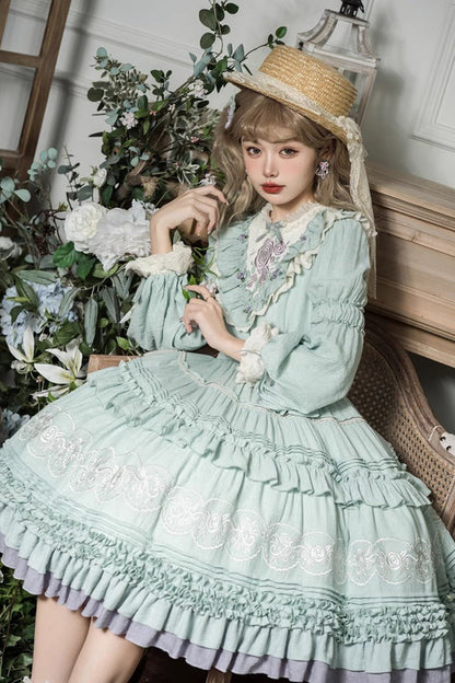 Lolita Dress - Thorn Rose, 2 Colors, Bow Detail, Ruffled, Long Sleeves - additional product view 4