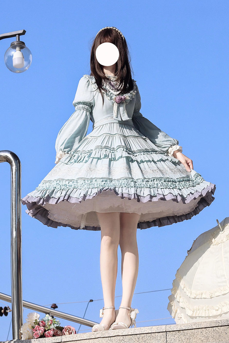 Lolita Dress - Thorn Rose, 2 Colors, Bow Detail, Ruffled, Long Sleeves - additional product view 6
