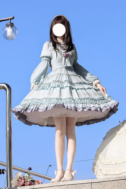 Lolita Dress - Thorn Rose, 2 Colors, Bow Detail, Ruffled, Long Sleeves - additional product view 6