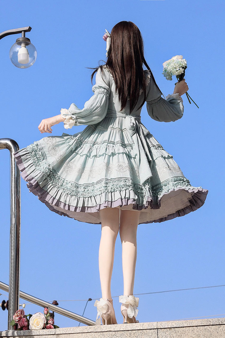 Lolita Dress - Thorn Rose, 2 Colors, Bow Detail, Ruffled, Long Sleeves - additional product view 10
