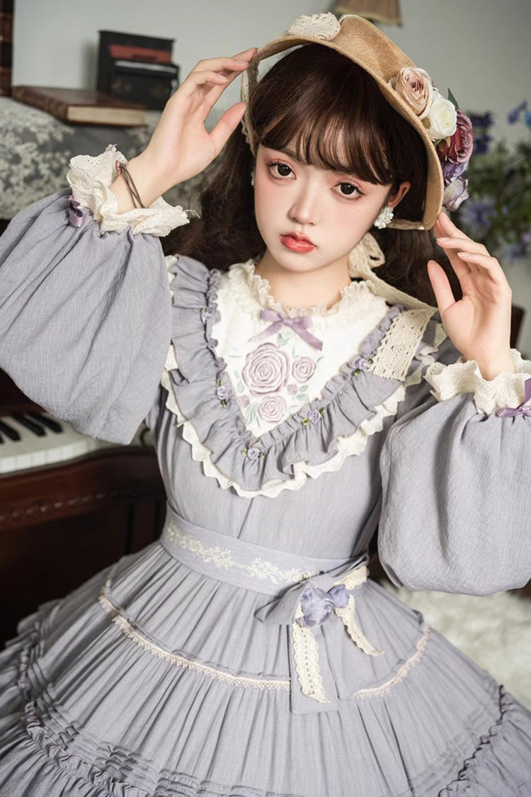 Lolita Dress - Thorn Rose, 2 Colors, Bow Detail, Ruffled, Long Sleeves - additional product view 12