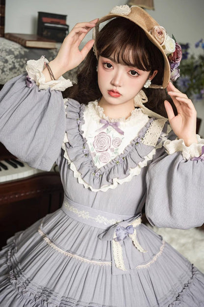 Lolita Dress - Thorn Rose, 2 Colors, Bow Detail, Ruffled, Long Sleeves - additional product view 12