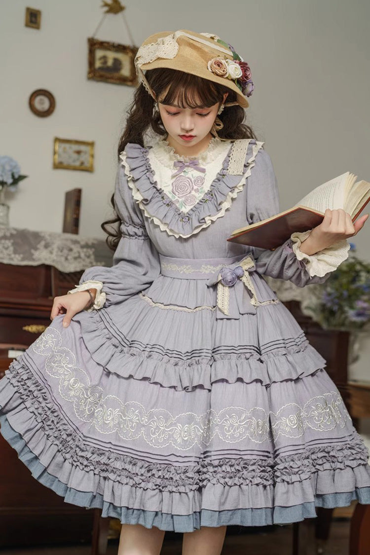 Lolita Dress - Thorn Rose, 2 Colors, Bow Detail, Ruffled, Long Sleeves - additional product view 13
