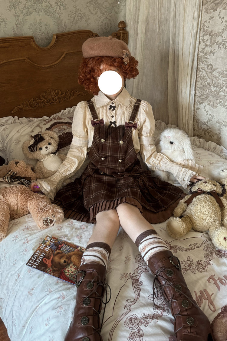 Lolita Dress - Tiramisu, Chocolate, Plaid, Sweet Style, Bow Detail - additional product view 9
