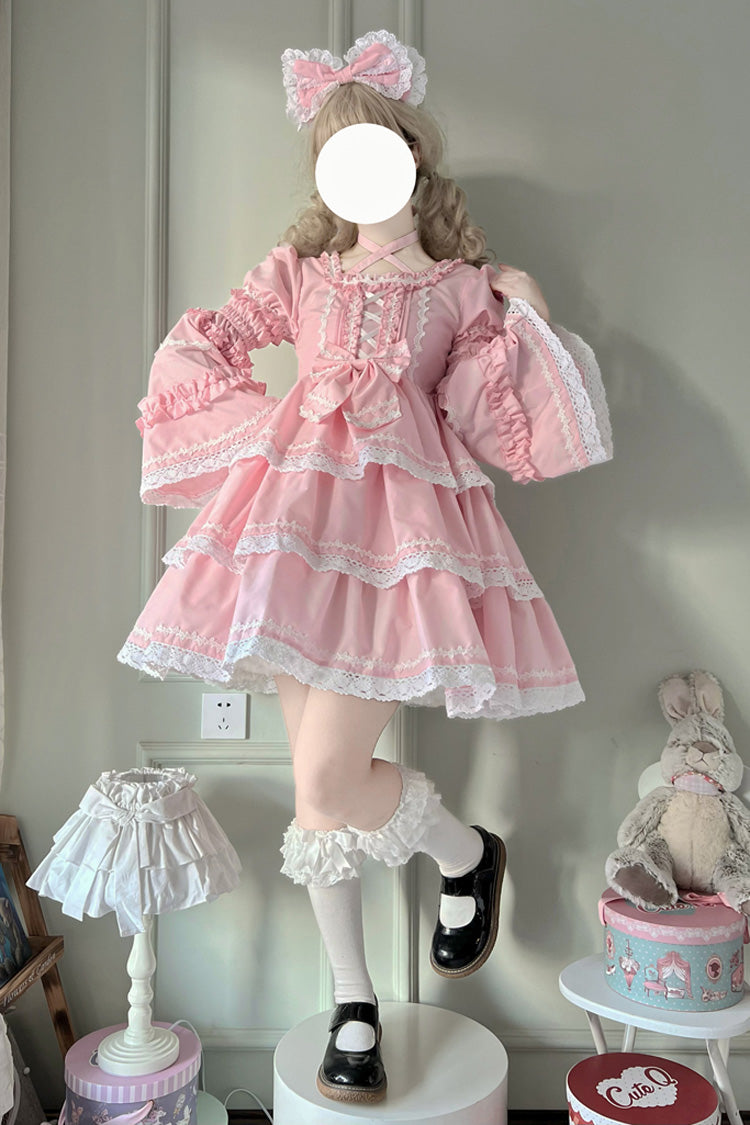 Lolita Dress - Triple-layered Detachable, Pink, Detachable Detail, Sweet Style, Bow Detail - additional product view 2