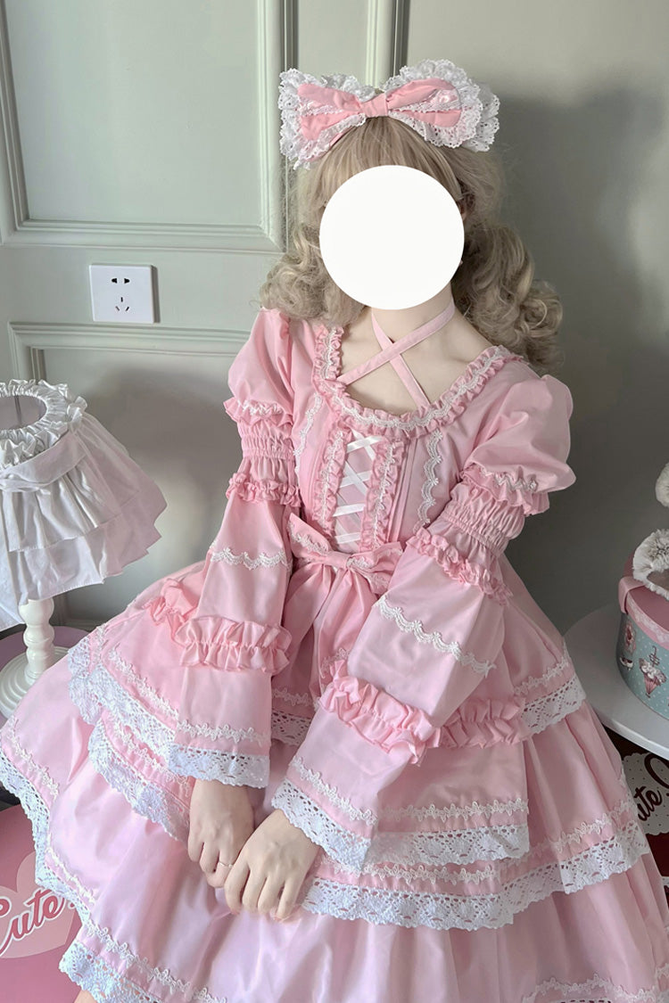 Lolita Dress - Triple-layered Detachable, Pink, Detachable Detail, Sweet Style, Bow Detail - additional product view 6
