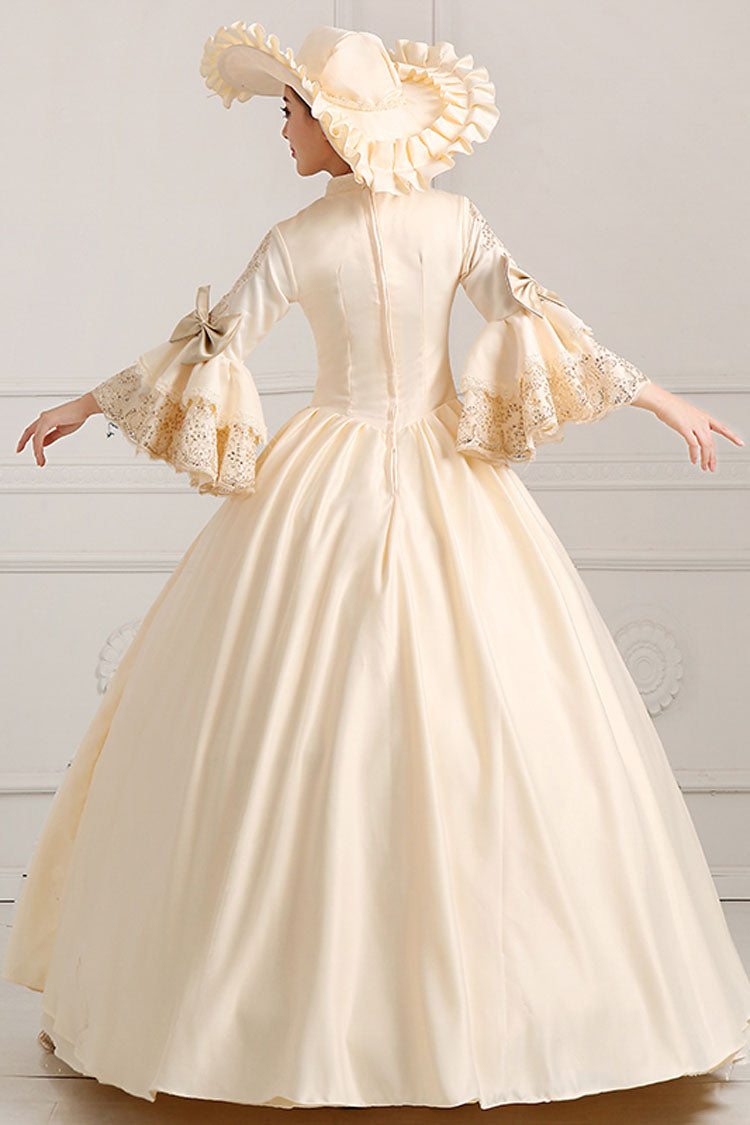 Lolita Dress - Trumpet Sleeves Single Breasted, 2 Colors, High Waist, Bow Detail, Ruffled - additional product view 3