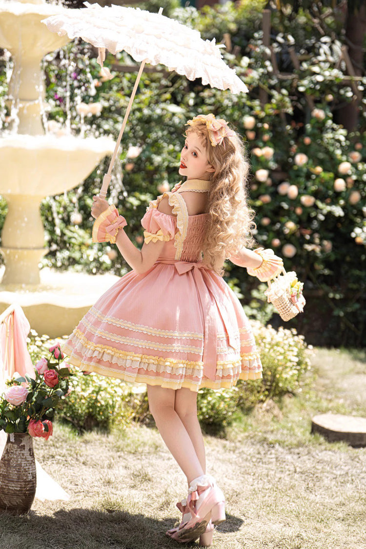 Lolita Dress - Tulip Print Ruffle Bowknot, Pink, Ruffled, Printed, Sweet Style - additional product view 8