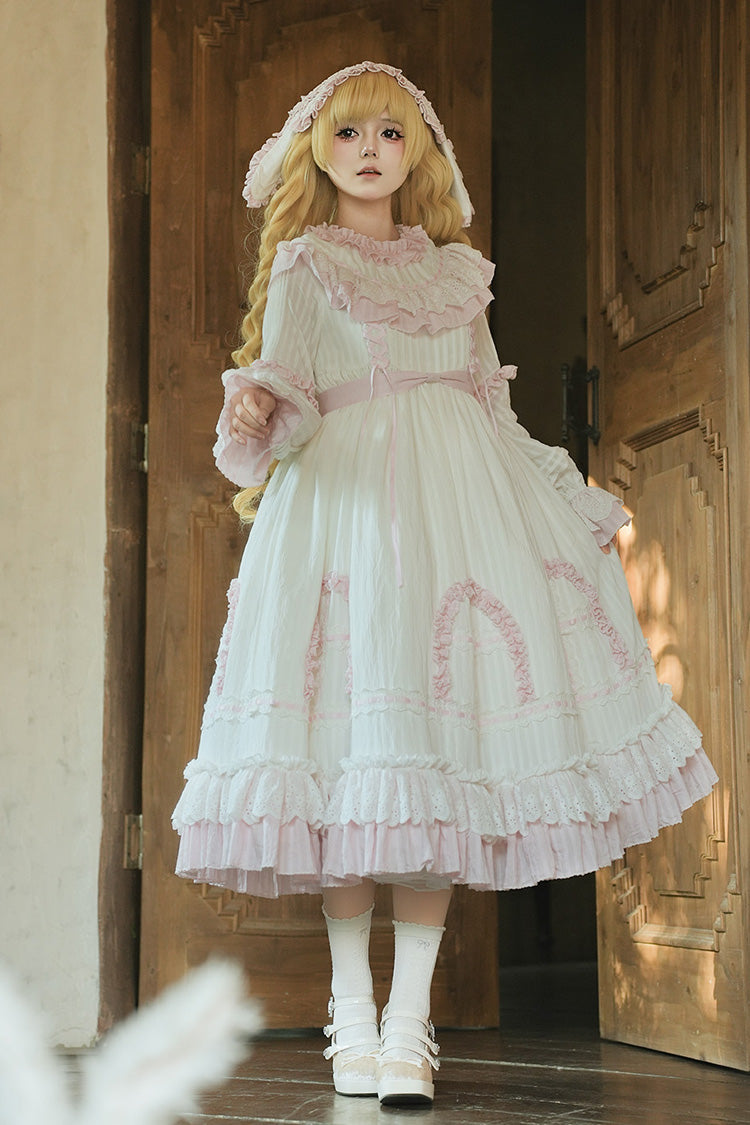 Lolita Dress - Twin Lilian, Pink, Ruffled, Layered, Lace-Up - Lolita Coordinate Dress - additional product view 3