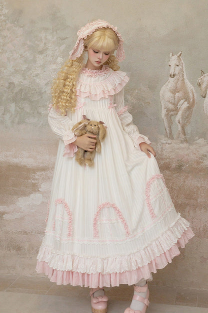 Lolita Dress - Twin Lilian, Pink, Ruffled, Layered, Lace-Up - Lolita Coordinate Dress - additional product view 5
