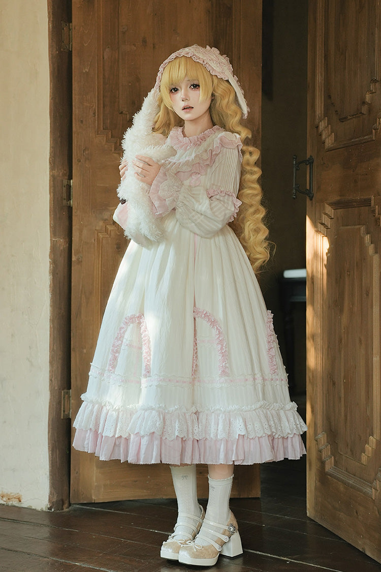 Lolita Dress - Twin Lilian, Pink, Ruffled, Layered, Lace-Up - Lolita Coordinate Dress - additional product view 6