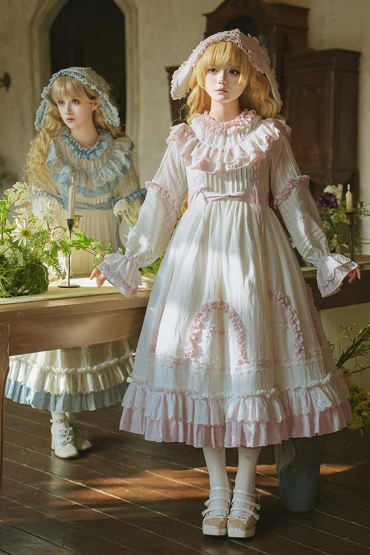 Lolita Dress - Twin Lilian, Pink, Ruffled, Layered, Lace-Up - Lolita Coordinate Dress - main product image