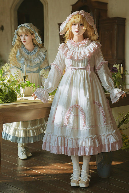 Lolita Dress - Twin Lilian, Pink, Ruffled, Layered, Lace-Up - Lolita Coordinate Dress - main product image