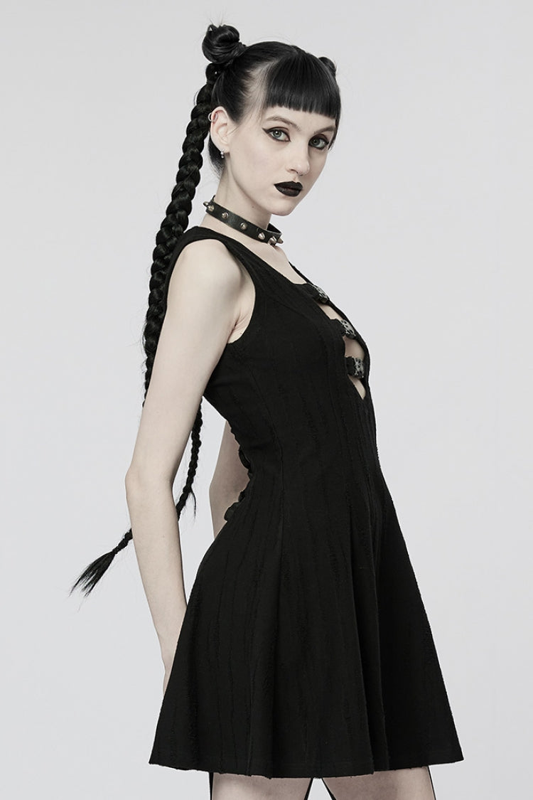 Lolita Dress - V Collar Buckle Color, 2 Colors, Buckle Detail, Women's Style - additional product view 2