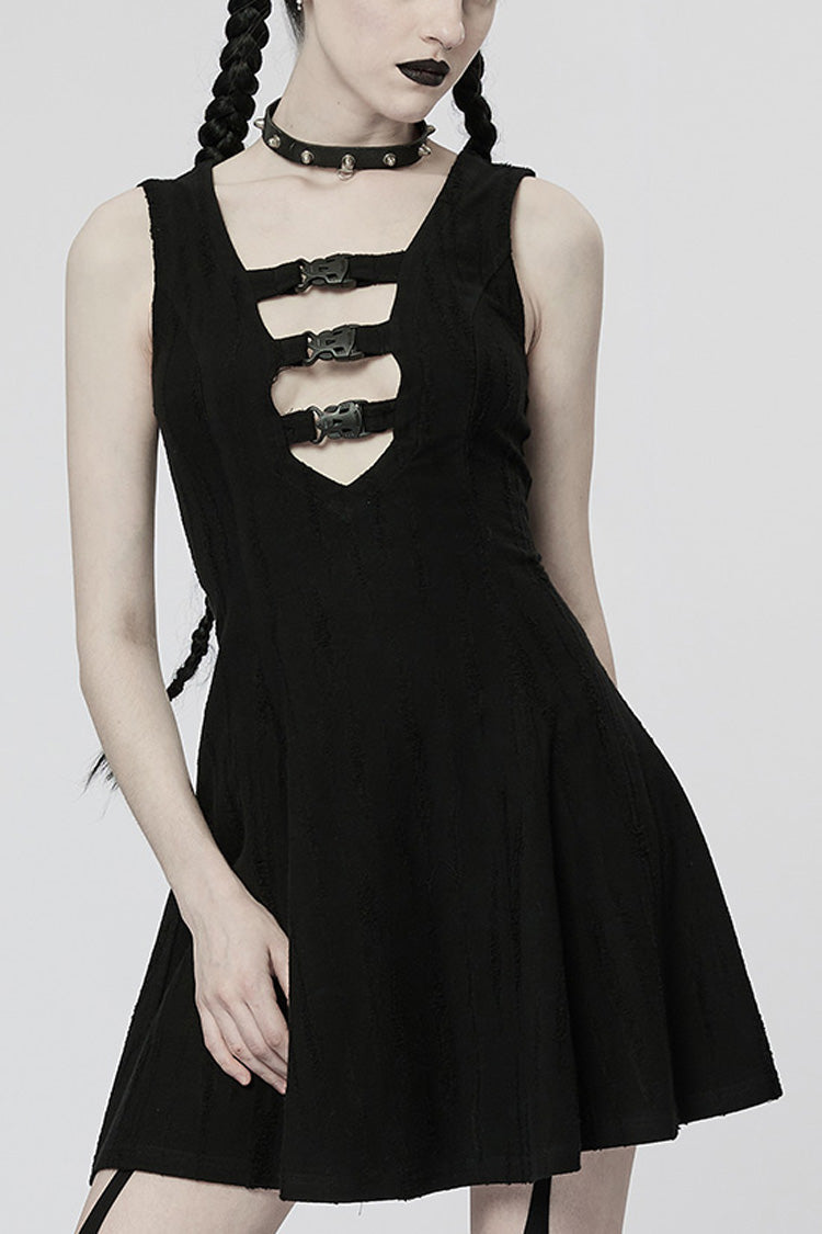 Lolita Dress - V Collar Buckle Color, 2 Colors, Buckle Detail, Women's Style - main product image