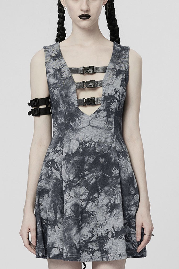 Lolita Dress - V Collar Buckle Color, 2 Colors, Buckle Detail, Women's Style - S Grey / L Grey / 2XL Grey option