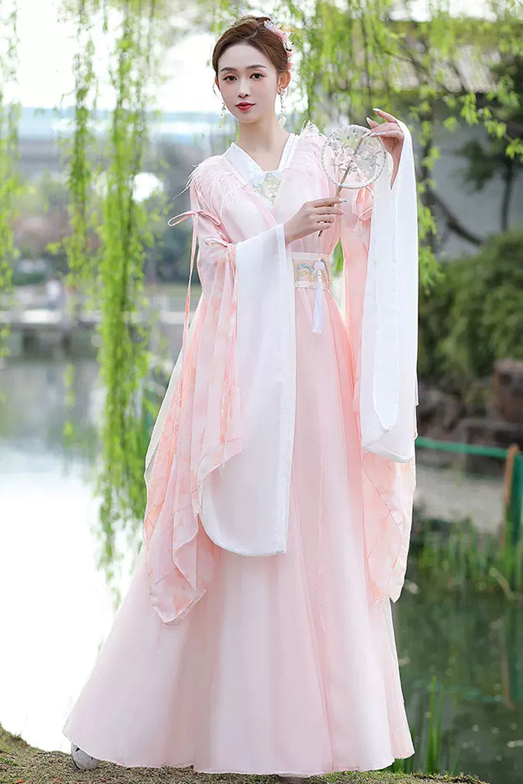 Lolita Dress - V Collar High Waisted Lace-up, Pink, High Waist, Women's Style - additional product view 2