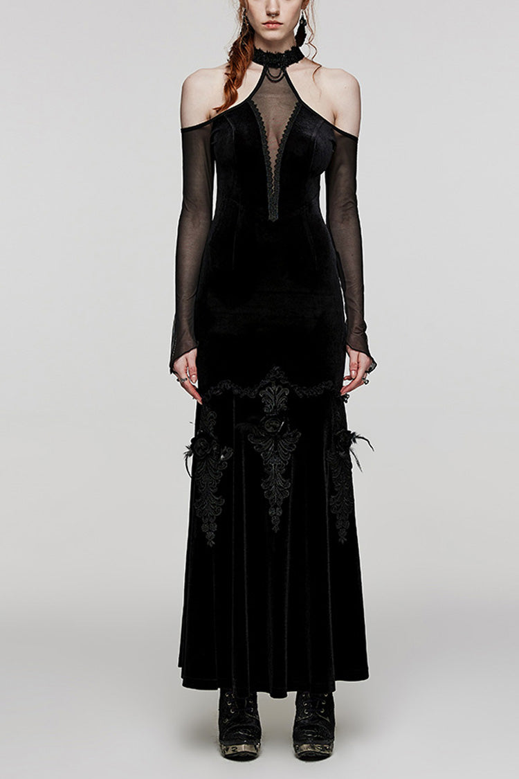 Lolita Dress - V Collar Off Shoulder Hollow, 2 Colors, Women's Style, Long Sleeves - S Black / L Black / 2XL Black option