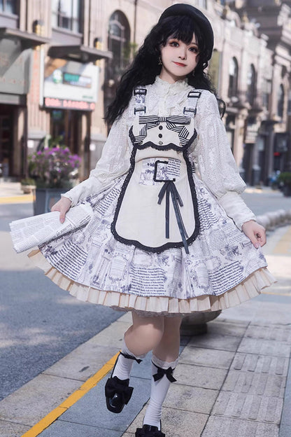 Lolita Dress - Vintage Berlin Daily Print, White, Printed, Classic Style - additional product view 2