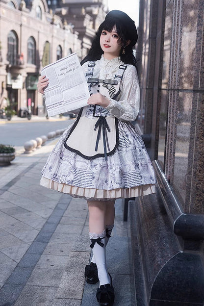 Lolita Dress - Vintage Berlin Daily Print, White, Printed, Classic Style - additional product view 3