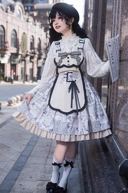 Lolita Dress - Vintage Berlin Daily Print, White, Printed, Classic Style - additional product view 4