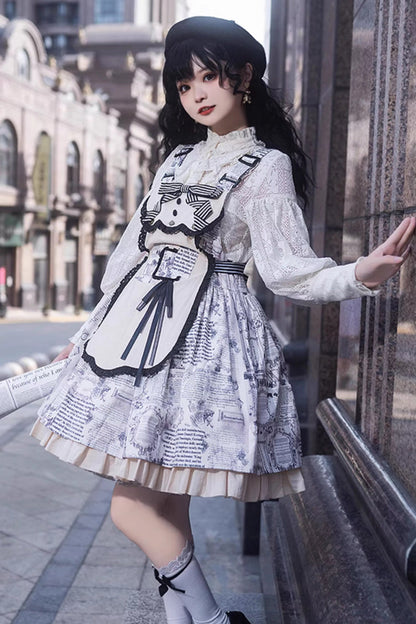 Lolita Dress - Vintage Berlin Daily Print, White, Printed, Classic Style - additional product view 5