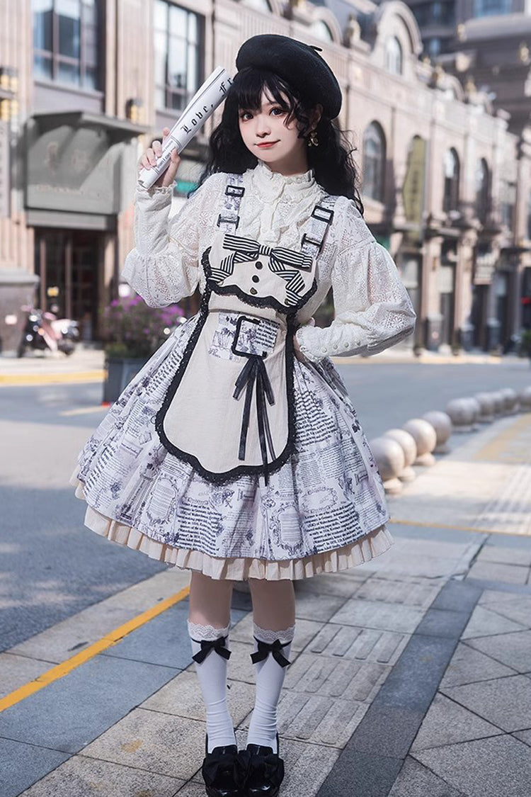 Lolita Dress - Vintage Berlin Daily Print, White, Printed, Classic Style - additional product view 6