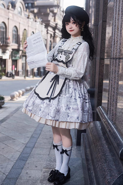 Lolita Dress - Vintage Berlin Daily Print, White, Printed, Classic Style - additional product view 7