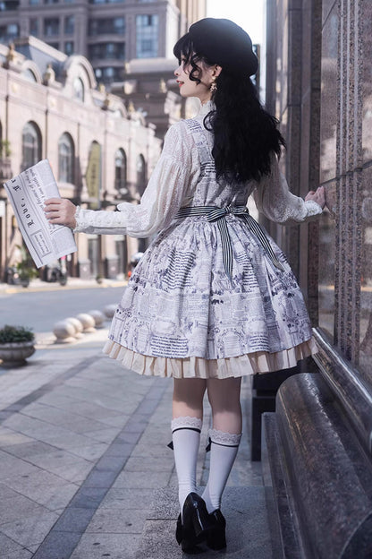 Lolita Dress - Vintage Berlin Daily Print, White, Printed, Classic Style - additional product view 9