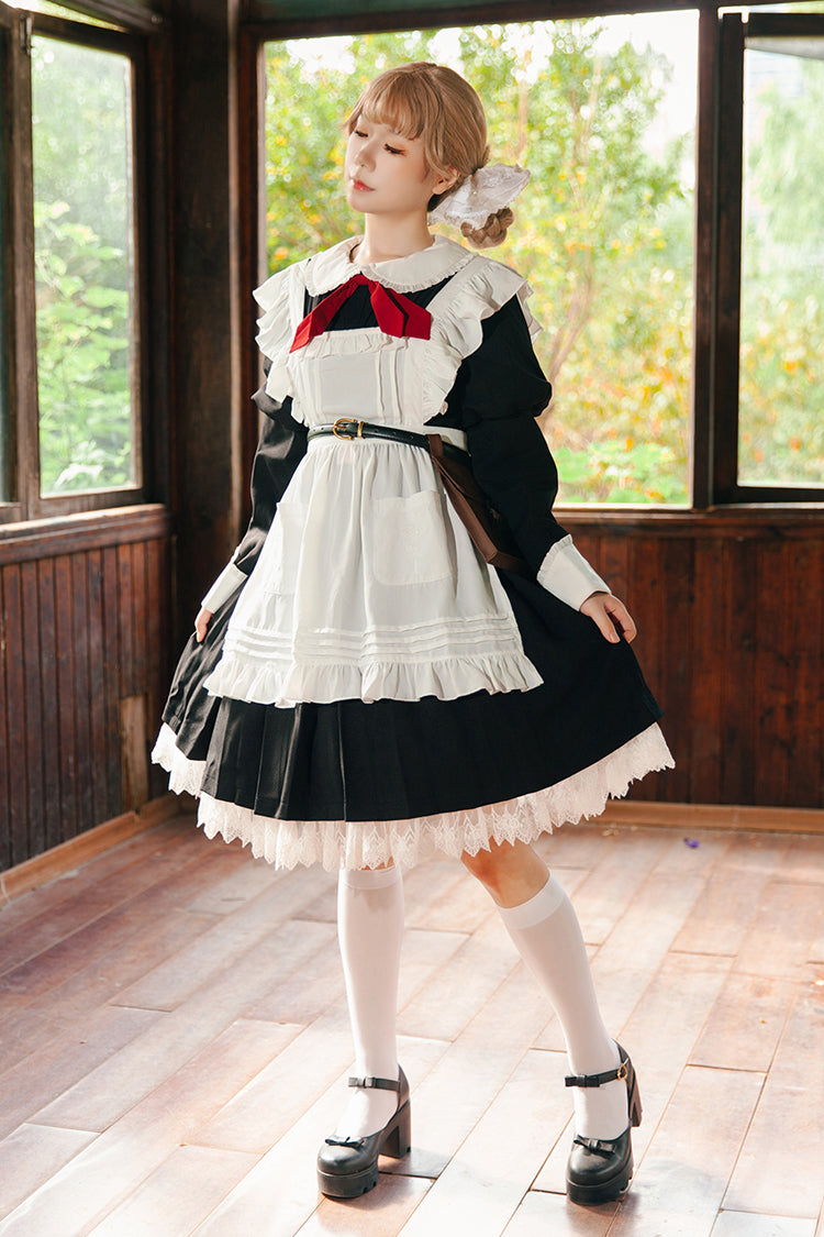 Lolita Dress - Violent Maid, 2 Colors, Puff Sleeves, Long Sleeves, Classic Style - S Black / M Black / L Black option