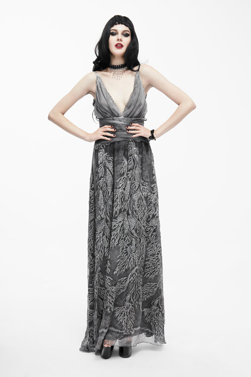 Lolita Dress - Wedding Embroidery Smoky Pattern, Grey, Zipper Detail, Women's Style - additional product view 2
