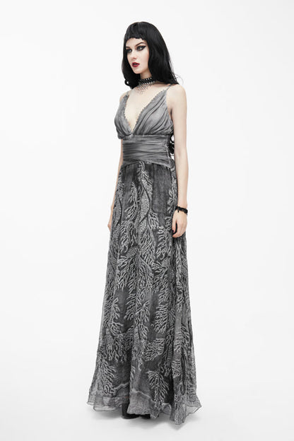 Lolita Dress - Wedding Embroidery Smoky Pattern, Grey, Zipper Detail, Women's Style - additional product view 3