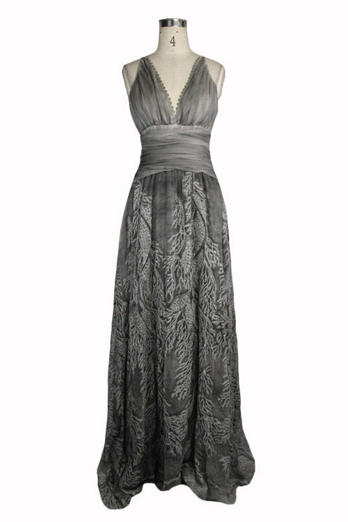 Lolita Dress - Wedding Embroidery Smoky Pattern, Grey, Zipper Detail, Women's Style - additional product view 5