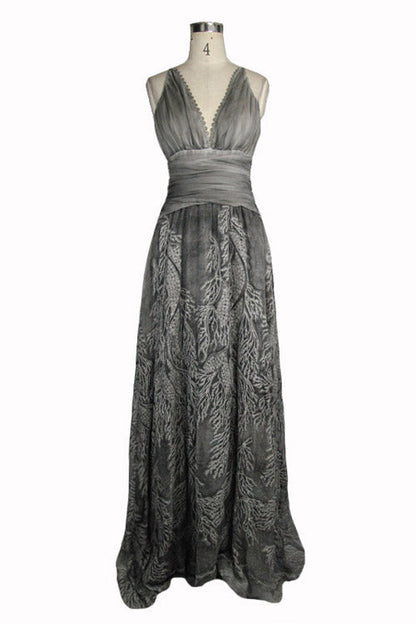 Lolita Dress - Wedding Embroidery Smoky Pattern, Grey, Zipper Detail, Women's Style - additional product view 5
