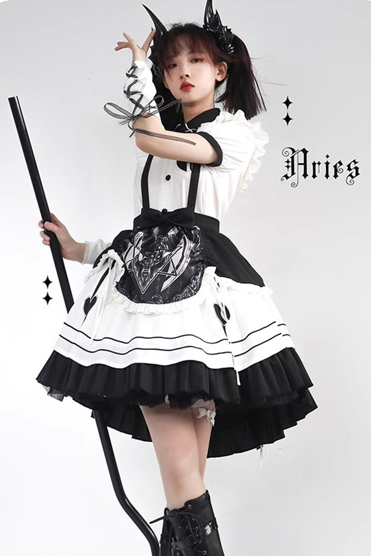 Lolita Dress - White/black, 2 Colors, Ruffled, Gothic Style - Kawaii Statement Dress - additional product view 2