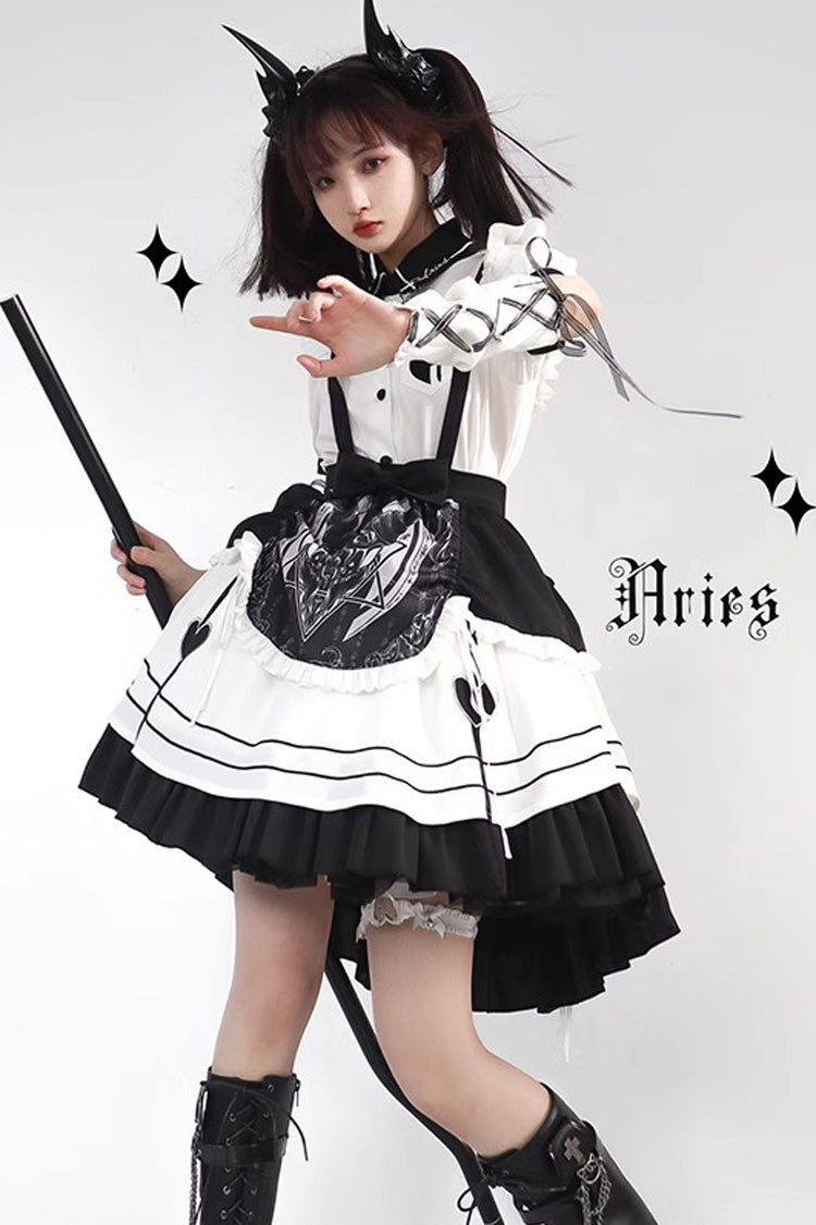 Lolita Dress - White/black, 2 Colors, Ruffled, Gothic Style - Kawaii Statement Dress - additional product view 3