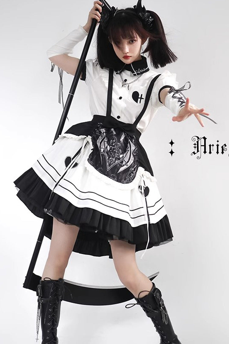 Lolita Dress - White/black, 2 Colors, Ruffled, Gothic Style - Kawaii Statement Dress - main product image