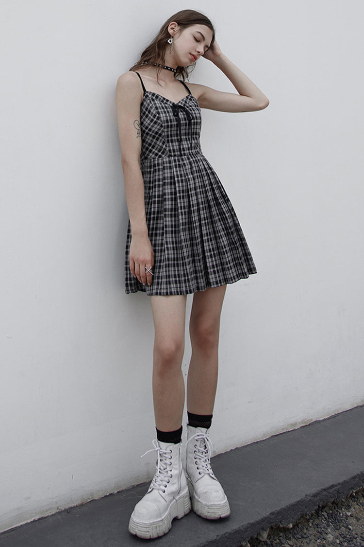 Lolita Dress - White/black Plaid Front Chest, 2 Colors, Plaid, Zipper Detail - additional product view 4