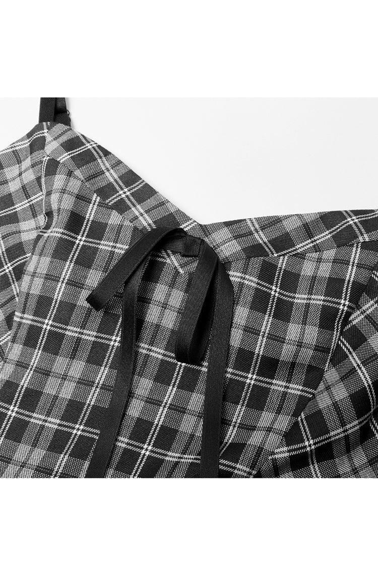 Lolita Dress - White/black Plaid Front Chest, 2 Colors, Plaid, Zipper Detail - additional product view 6