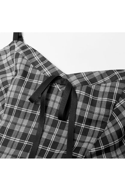 Lolita Dress - White/black Plaid Front Chest, 2 Colors, Plaid, Zipper Detail - additional product view 6
