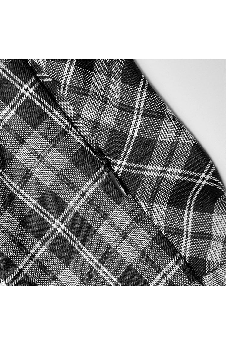 Lolita Dress - White/black Plaid Front Chest, 2 Colors, Plaid, Zipper Detail - additional product view 7